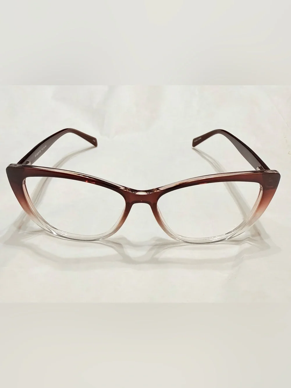 Chic Two-Tone Brown Gradient Cat-Eye Eyeglass Frames - Size 56-16-140